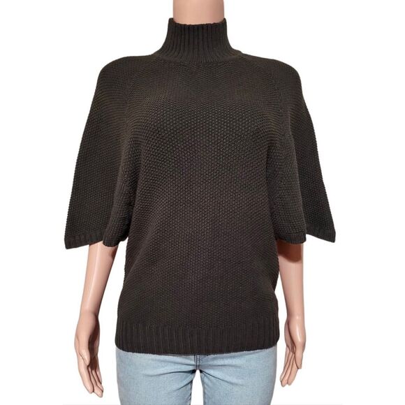 charcoal short sleeve bat wing knit jumper top M - Picture 2 of 5